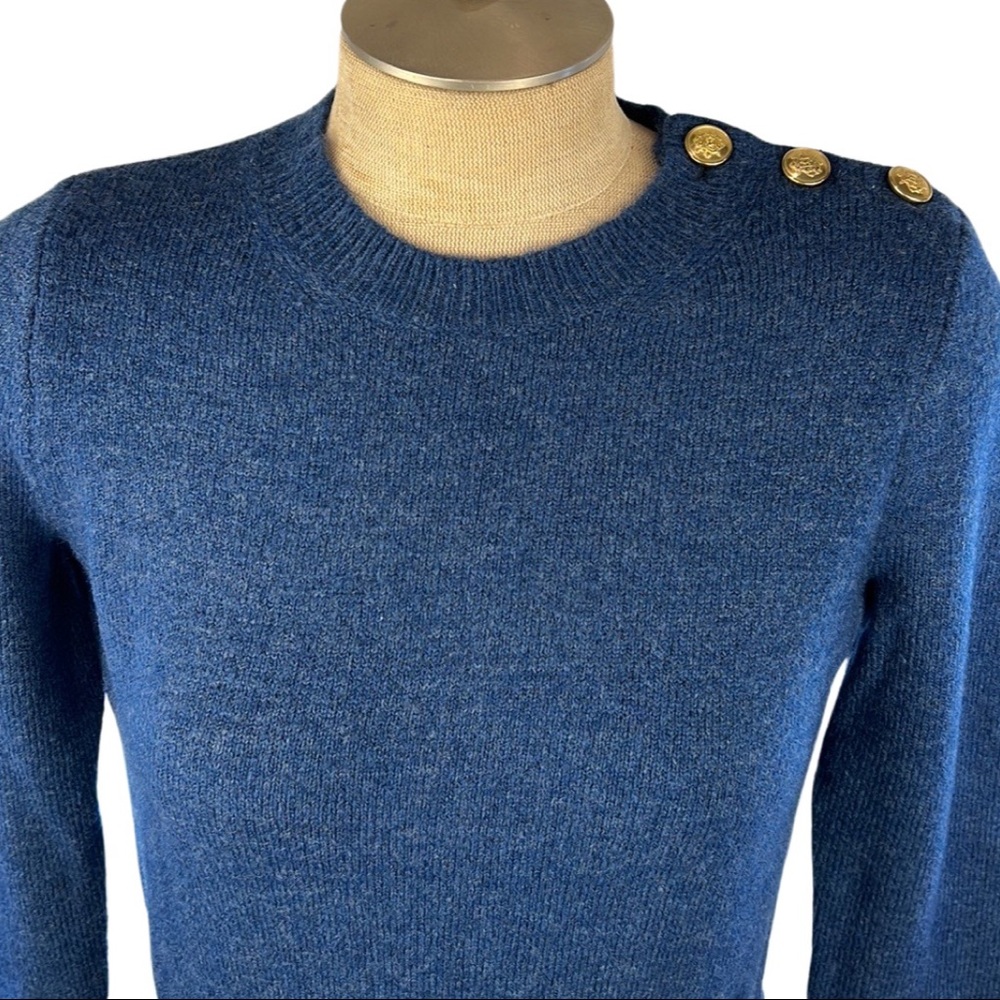 J.Crew Sweater, Gold Button Shoulder Detail, Crewneck Sweater,  Size XS, NWT